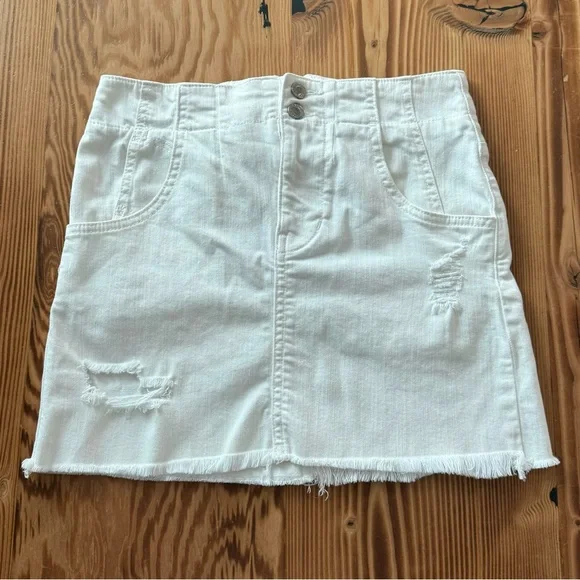 Free People Corsette Distressed Denim Mini Skirt - Picture 5 of 11